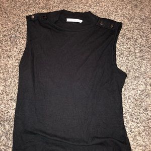 Black mock neck tank top